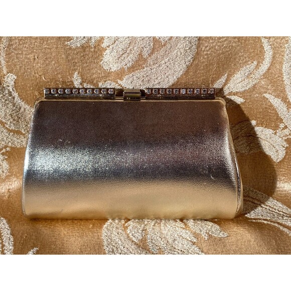 Vintage 60s Clutch 1960s Gold & Rhinestone Fancy Formal Prom Evening Bag - Picture 2 of 5